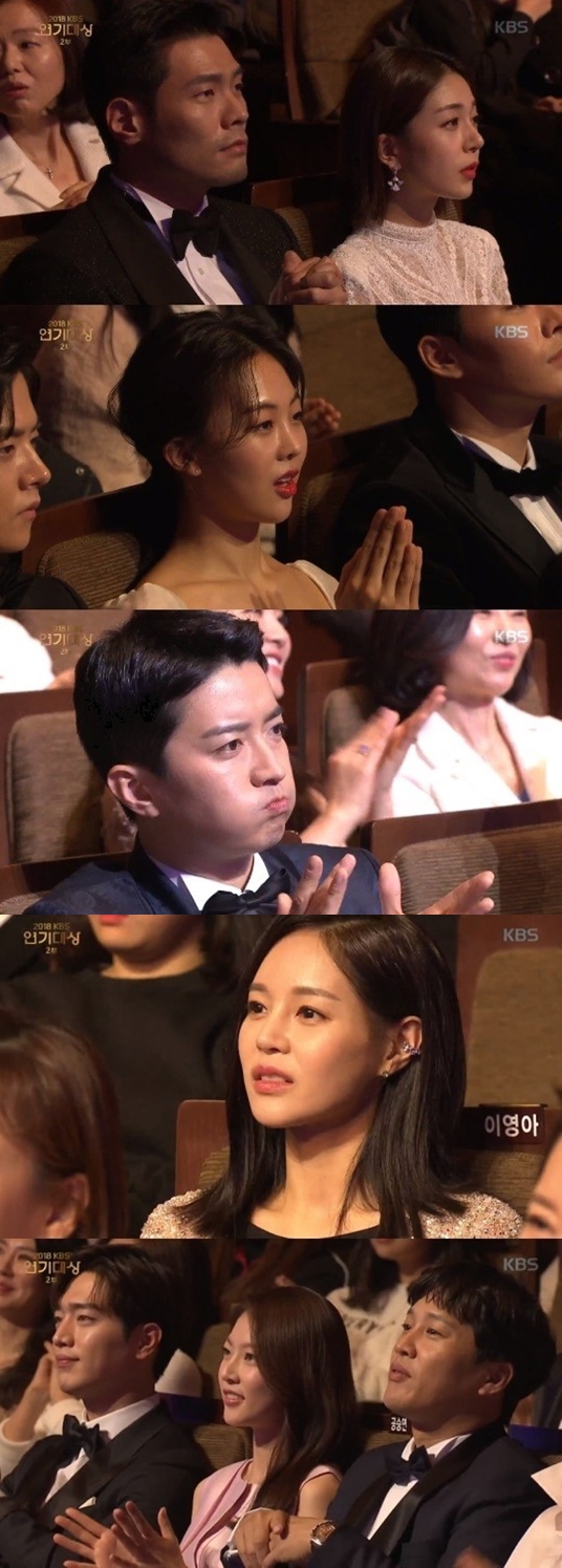 효린 의상 논란 ‘KBS 연기대상’ 배우들 표정 모음  