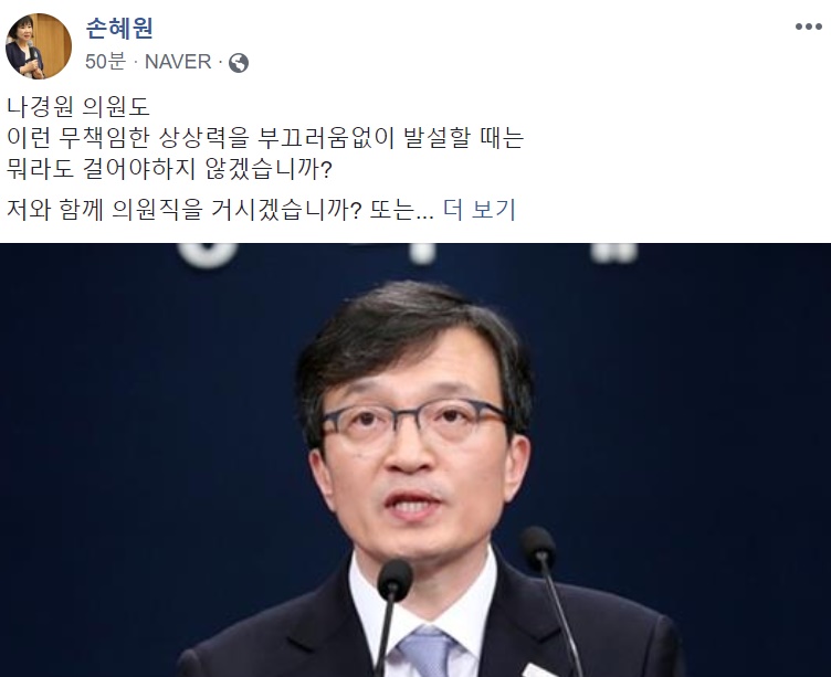 손혜원 의원 페이스북 캡쳐