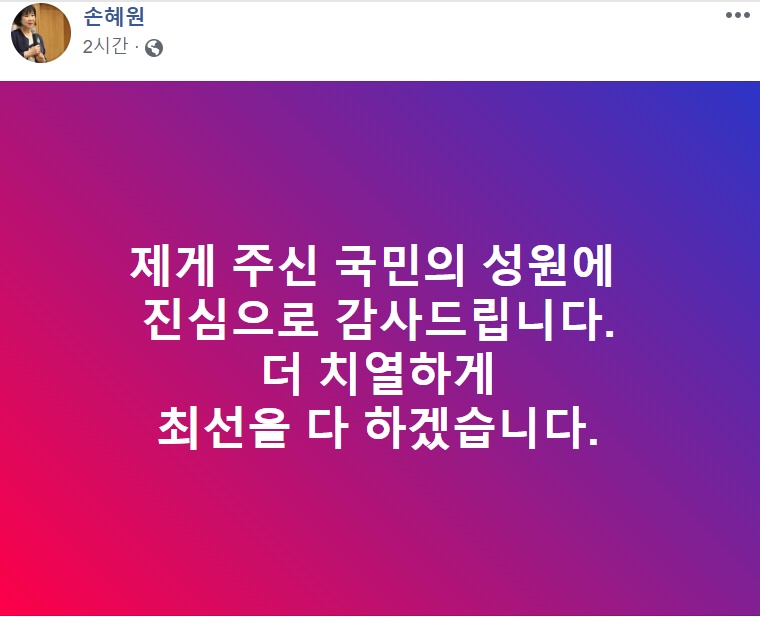 손혜원 의원 페이스북 캡쳐