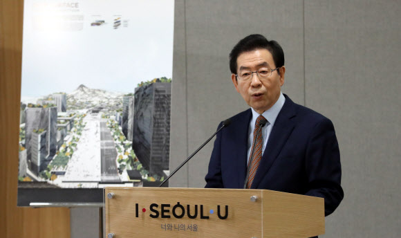 광화문 계획 설명하는 박원순 시장