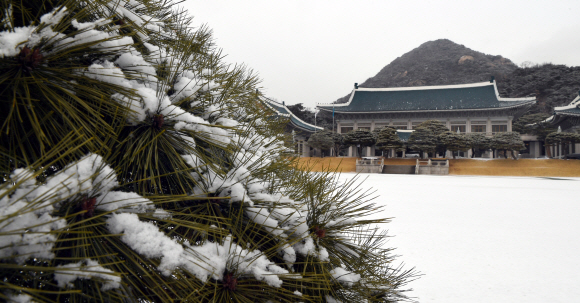15일 오전 청와대 본관 일대에 눈이 소복히 쌓여 있다.  2019.2.15.  청와대사진기자단