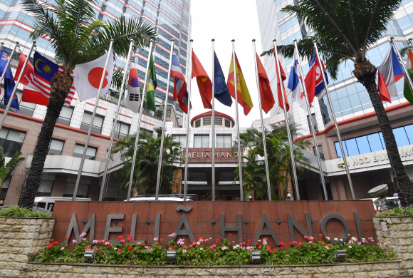 23일 김정은 위원장의 숙소로 확정된 베트남 하노이 멜리아 하노이 리조트에 긴장감이 흐르고 있다. 2019.2.23 박지환기자 popocar@seoul.co.kr