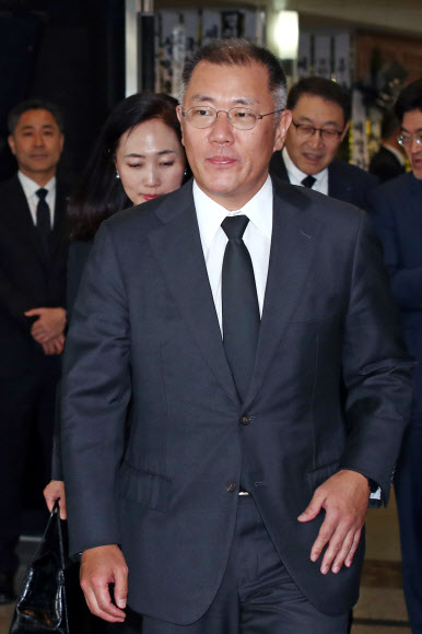 박용곤 명예회장 빈소 찾은 정의선