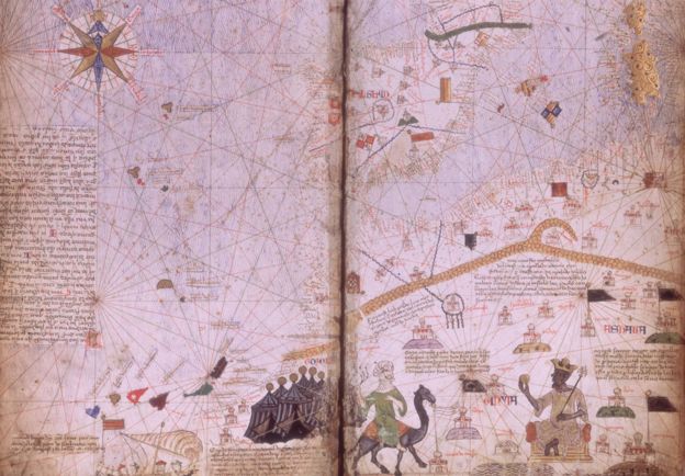 1375년 제작된 카탈란 아틀라스 지도. AFP 자료사진