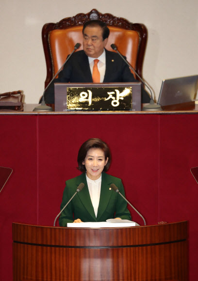 교섭단체 대표 연설하는 나경원 원내대표