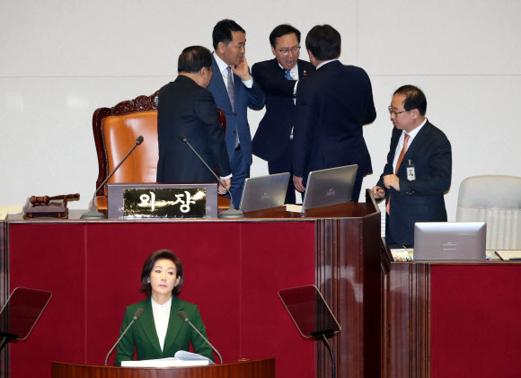 강하게 항의하는 홍영표