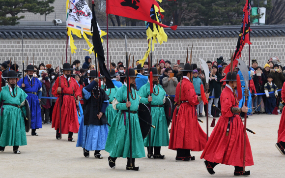 31일 오후 서울 경복궁에서 수문장 임명의식이 열리고 있다. 2019.3.31. 도준석 기자 pado@seoul.co.kr