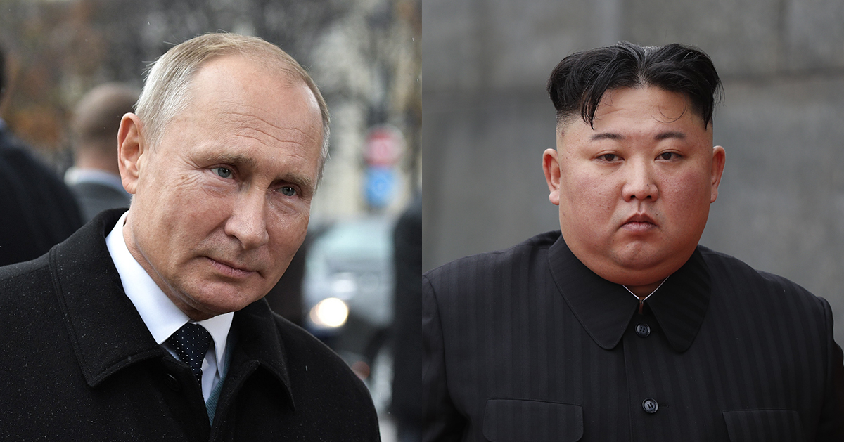 푸틴 러시아 대통령(왼쪽)과 김정은 북한 국무위원장. 서울신문 DB