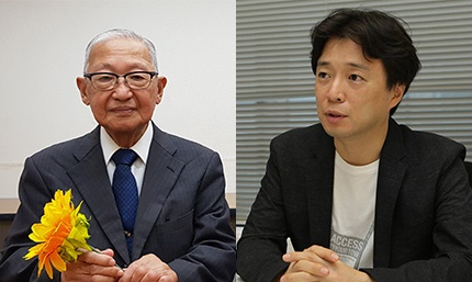제1회 인터넷평화상 수상자인 일본 시민인권단체 가와사키 시민네트워크 회장 세키타 히로오(왼쪽)과 인터넷 윤리교육자인 오기소 캔. 선플운동본부 제공 