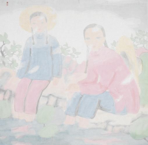 톈리밍 - 맑은 시내(69.4×70.2㎝ 종이에 잉크, 채색)