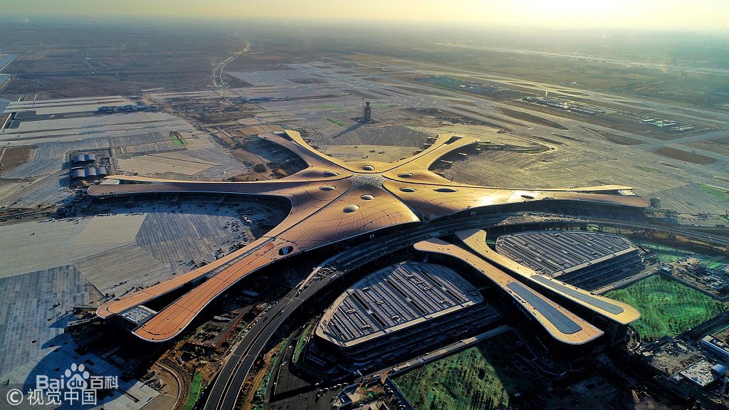 중국 베이징의 새 공항 다싱국제공항의 전경. 바이두