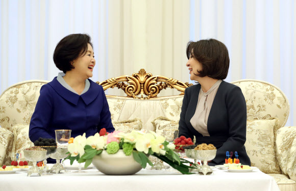 환담하는 한-우즈베키스탄 퍼스트레이디