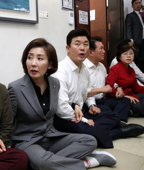 스크럼짜고 저지하는 나경원