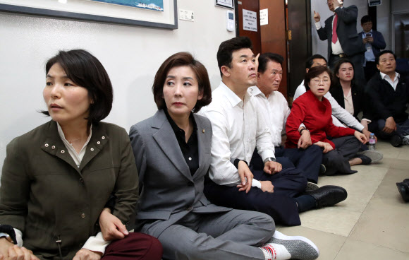 스크럼짜고 저지하는 나경원