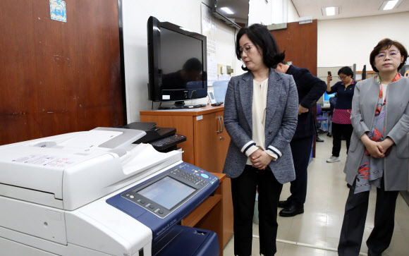 팩스 앞에서 대기 중인 자유한국당 의원들