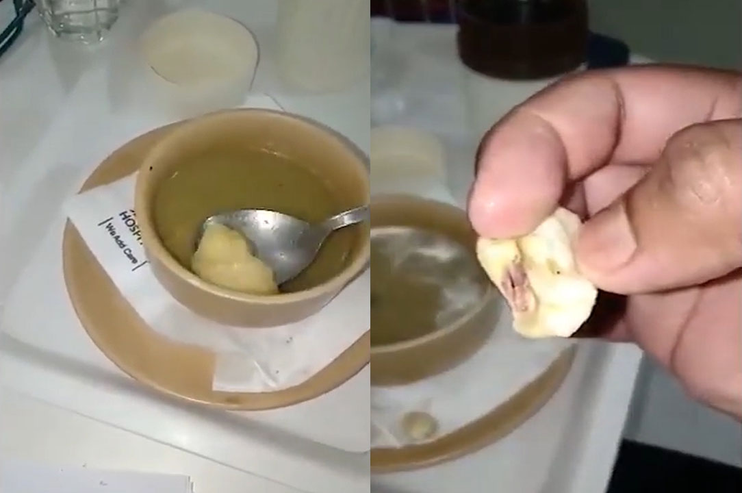 인도의 한 병원에서 산모에게 제공된 피묻은 솜덩어리가 들어있는 야채수프의 충격적인 모습(유튜브 영상 캡처)