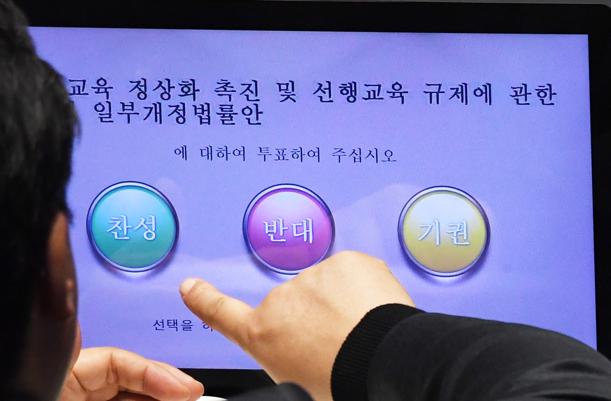 13일 국회 본회의에서 공교육 정상화 관련 법안이 표결처리되고 있다. 2019.3.13.  김명국선임기자 daunso@seoul.co.kr