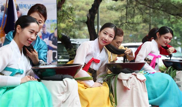 창포물로 머리 감아요