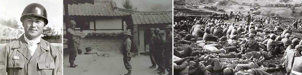6·25 전쟁 중 임부택 소장(왼쪽), 동락리 전투 승리 후 1계급 특진한 6사단 장병들(가운데), 용문산 전투 당시 중공군 포로들(오른쪽). 국가보훈처 제공