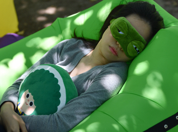 23일 오후 서울 성동구 서울숲에서 열린 우푸푸(우리강산 푸르게 푸르게) 숲 속 꿀잠대회에서 참가자들이 잠을 자고 있다. 2019.6.23 박지환기자 popocar@seoul.co.kr