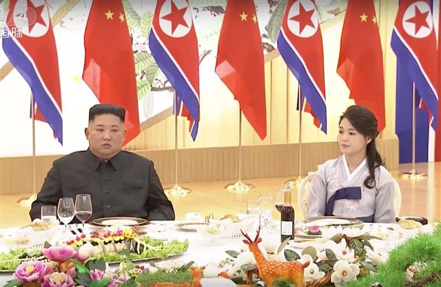 시진핑 주석 연설 듣는 김정은 위원장?리설주 여사