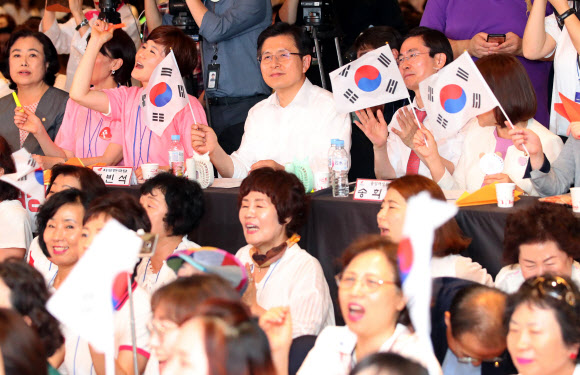 태극기 흔드는 황교안 대표