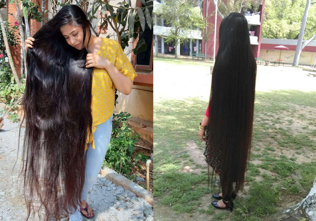 30년간 머리카락을 한 번도 자른적 없는 카우란(35) 이름의 인도여성 모습(유튜브 영상 캡처)