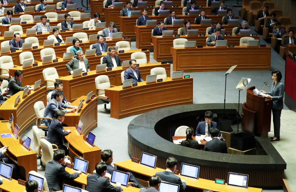 교섭단체 대표연설 하는 나경원