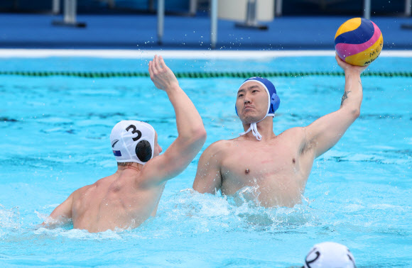 뉴질랜드와 연습 경기하는 수구 대표팀