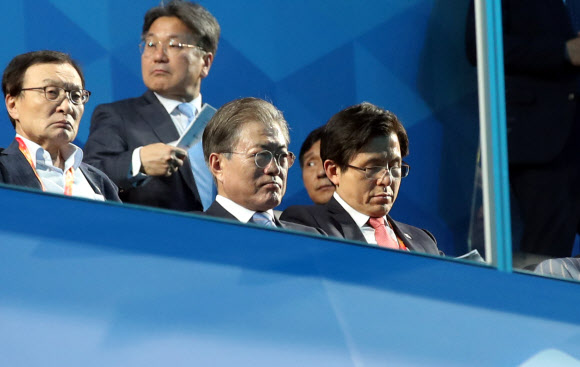 광주세계수영선수권대회 개회식 참석한 문 대통령