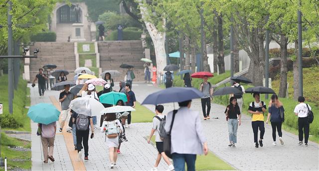 장맛비 내리는 캠퍼스