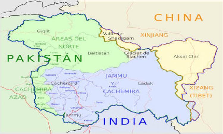 인도와 파키스탄이 영유권 분쟁을 벌이는 카슈미르 위치도.