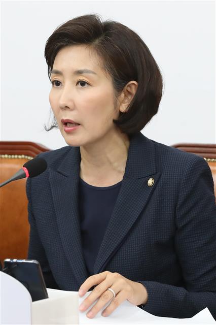 발언하는 나경원 원내대표
