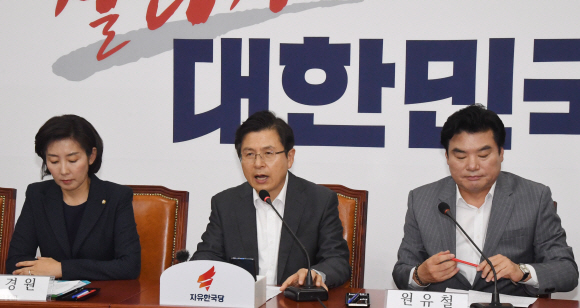 자유한국당은 28일 국회에서 황교안대표와 나경원원내대표가 참석하는 북핵외교안보특위-국가안보위원회 연석회의를 개최하고 한반도 정세등에 대해 논의했다 . 2019.7.28    김명국선임기자 daunso@seoul.co.kr