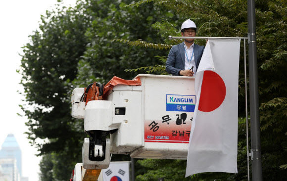 테헤란로에 일장기 철거