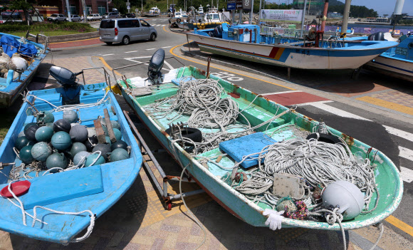 프란시스코 대비 육지 위로 올라온 선박