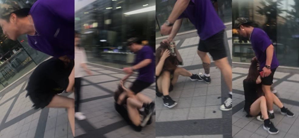 일본 여성 폭행하는 한국 남성  드랍더드립 유튜브 영상 캡처