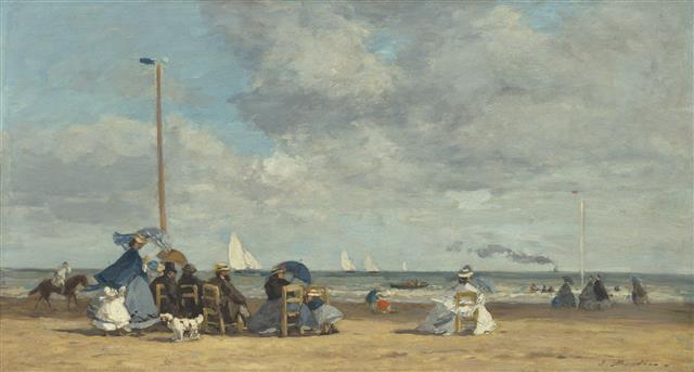 외젠 부댕,‘트루빌 해변’, 1864년 (27×49.1㎝, 내셔널 갤러리 오브 아트, 미국 워싱턴)
