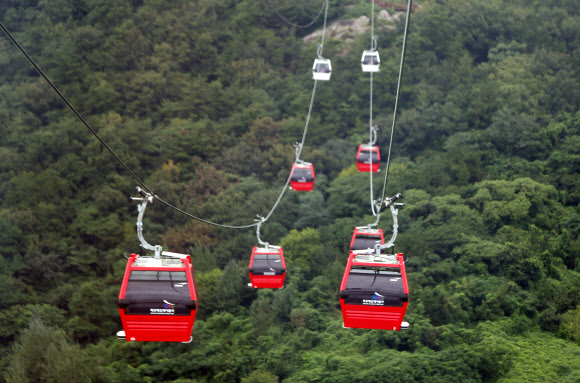 3일 오후 전남 목포시 고하도와 북항을 잇는 해상케이블카가 운행하고 있다. 2019.9.3  연합뉴스