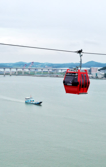 3일 오후 전남 목포시 고하도와 북항을 잇는 해상케이블카가 운행하고 있다. 2019.9.3  연합뉴스