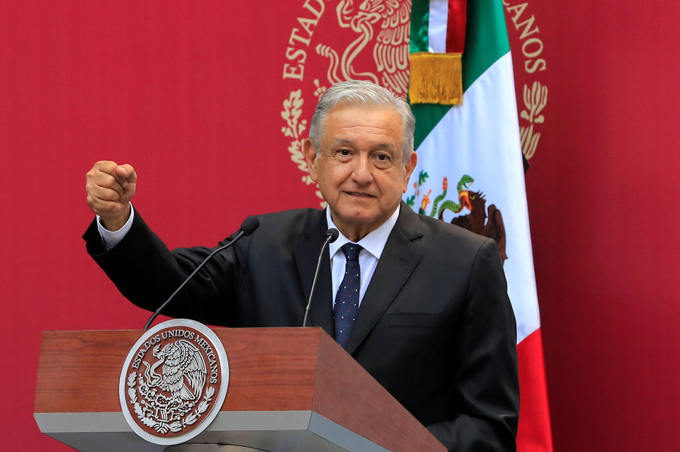 로페즈 오브라도르 멕시코 대통령의 7월 15일 연설하는 모습. 멕시코시티 로이터 연합뉴스