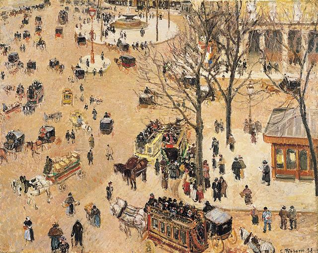 카미유 피사로, ‘테아트르 프랑세 광장’, 1898년 (72.4×92.6㎝, 로스앤젤레스 카운티 미술관)