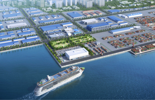 2020년 8월까지 준공 예정인 포항 영일만항 국제부두 조감도. 경북도 제공  