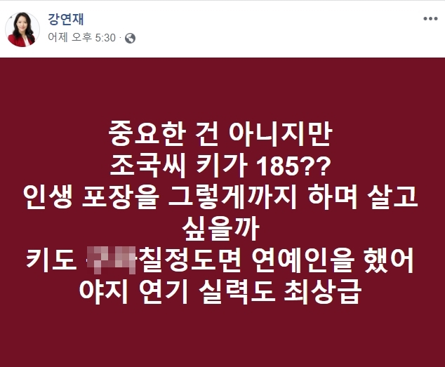 강연재 자유한국당 법무 특보 페이스북