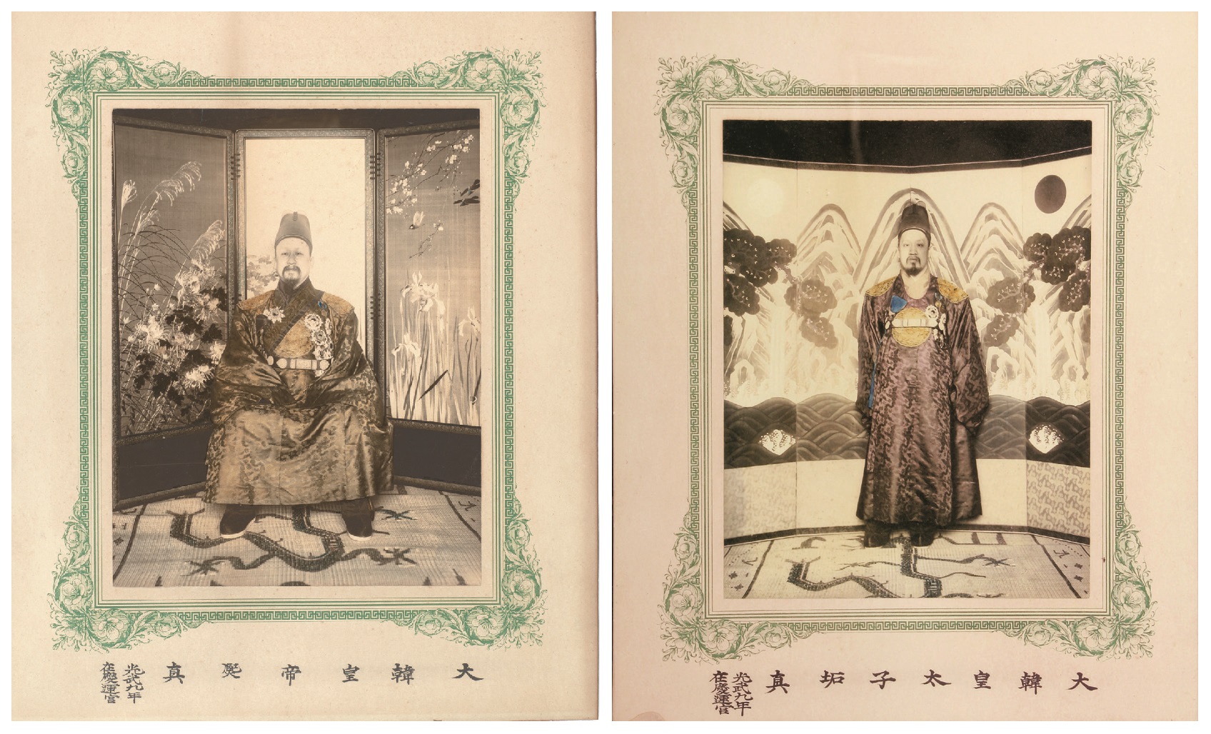고종이 앨리스 루스벨트에게 하사한 고종(왼쪽)과 순종(오른쪽)의 어사진. 문화재청 제공