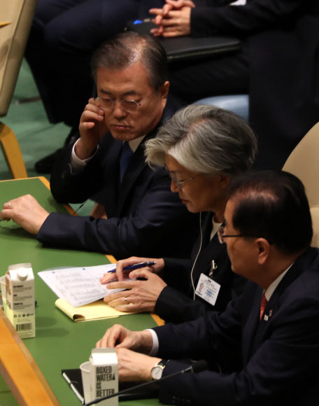 유엔총회장의 문 대통령