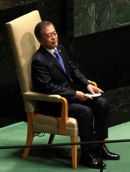 유엔총회장의 문 대통령