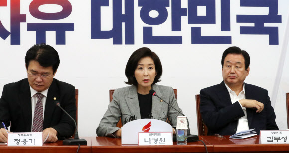 발언하는 나경원 원내대표