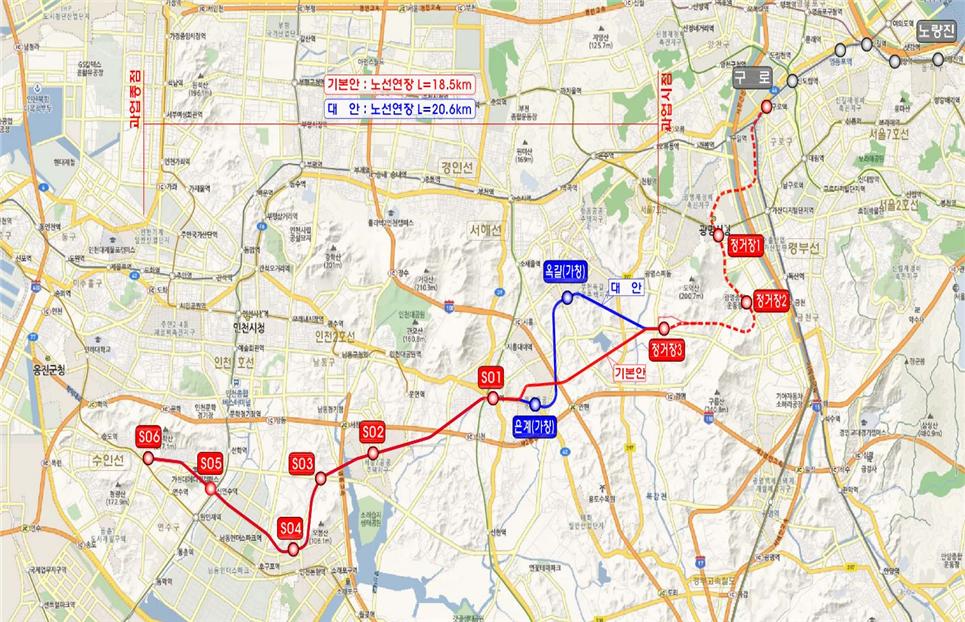 제2경인선 복선전철 변경노선안