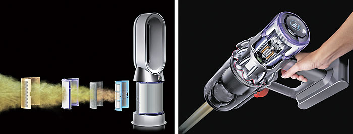 ‘다이슨 퓨어 쿨 크립토믹 공기청정기’(왼쪽)와 ‘다이슨 V11 220 에어와트 CF+무선 청소기’. 다이슨 제공